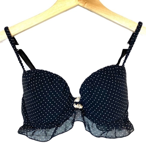 🎈$10 add on. 💗LASENZA Bra. Polka dot Ruffle underwire bra in navy - Picture 1 of 4